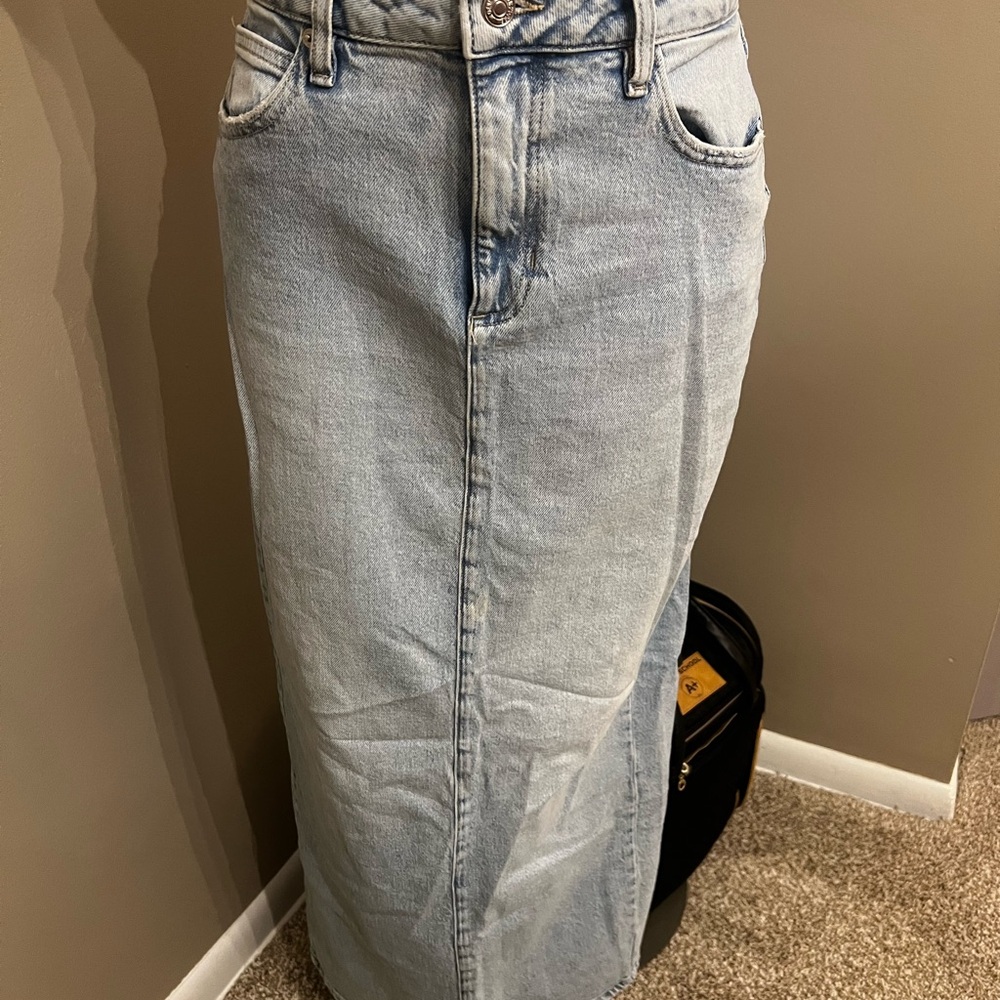 Light Blue Denim Maxi Skirt